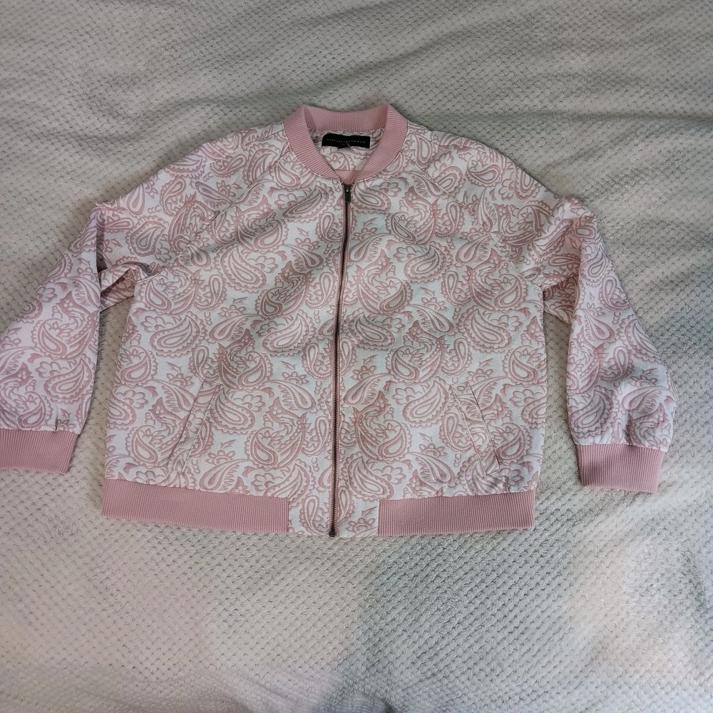 Womens Victoria Beckham Jacket 1 X Pink Embroidered White Paisley Girly Bomber